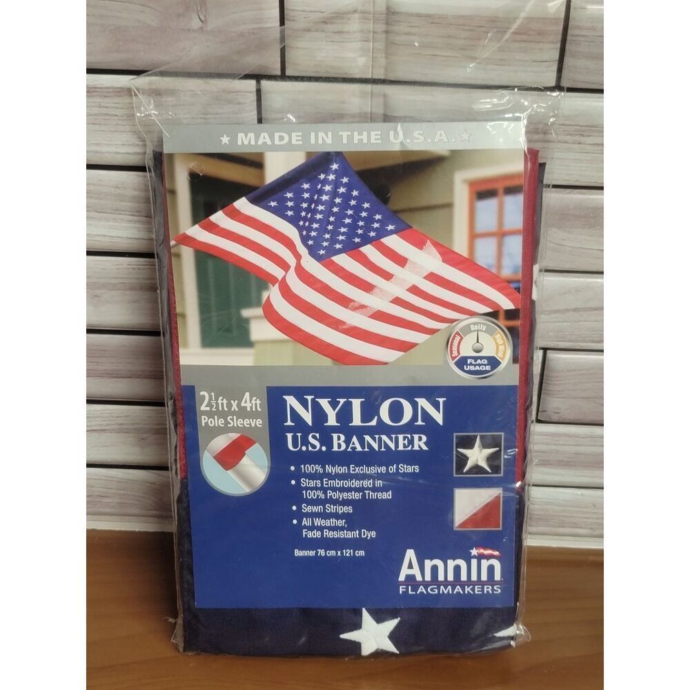 Annin Nylon US Banner, 2 1/2 FT x 4 FT (New) #A52 - Picture 2 of 6